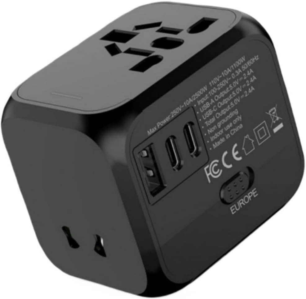 Travel Adapter Charger, Multi-Plug Universal Power Outlet Converter, Portable Travel Plug(Black)