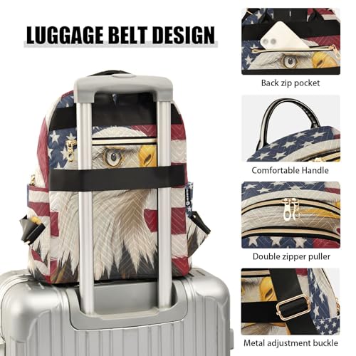 Image of ALAZA Funny Star American Flag Striped Women Backpack Purse Ladies Fashion Shoulder Bag Daypack Travel Bag 7.5L