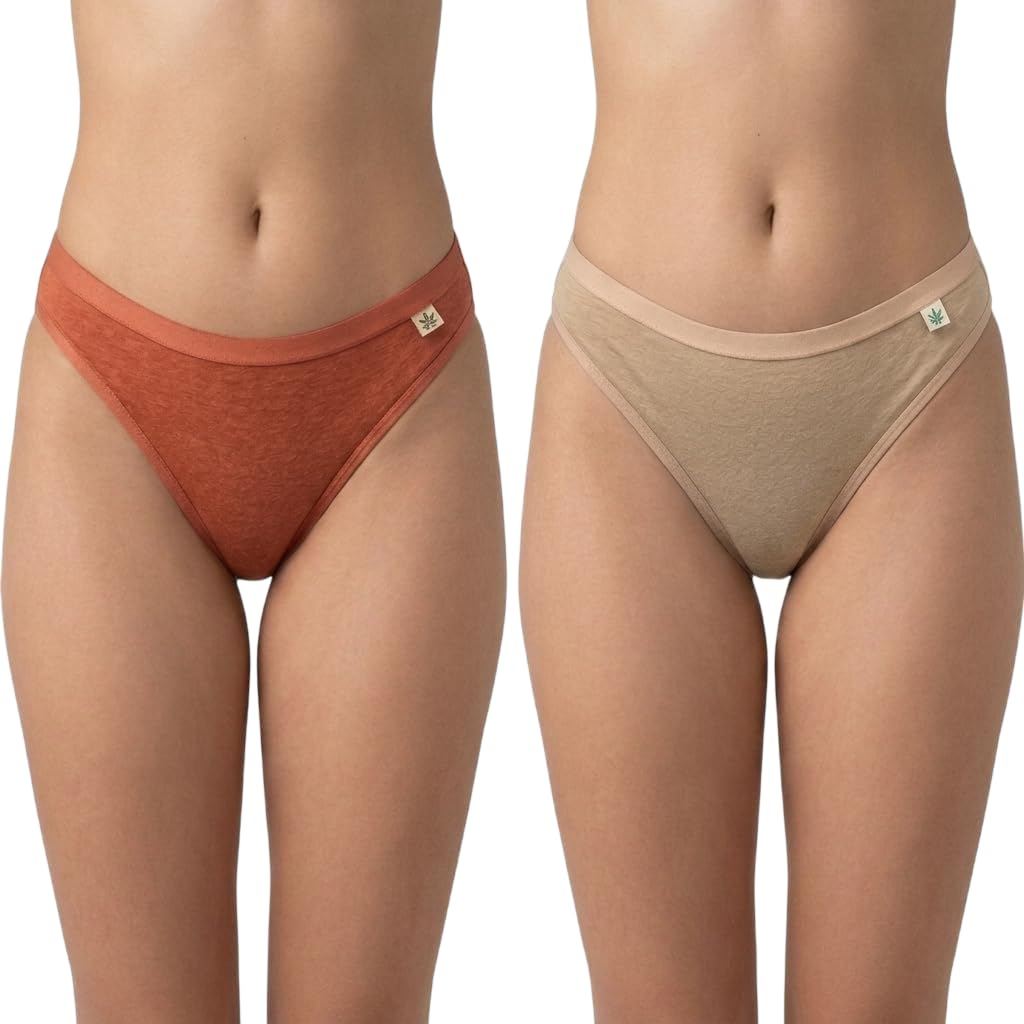 hemp hoppers Women’s Low to Medium Coverage Bikini Underwear, Hemp Cotton Blend Soft Stretch Innerwear with No Dig Waistband and Comfortable Fit, Pack of 2-picture-15