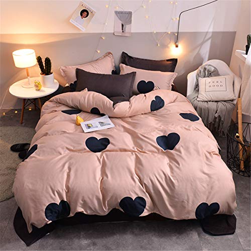 FANSU Parure de Lit Housse de Couette 4 pcs Microfibre Home Chambre à Coucher Drap de lit Ensemble Taies d'oreiller Hypoallergique Élégant Classique...