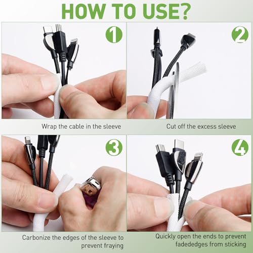 Protector de cables para gatos y perros contra mordidas de mascotas 6.6 pies - 4/5 pulgadas, mangas para cables, cubierta protectora para cables resistente para automoción y TV, blanco miniatura 7
