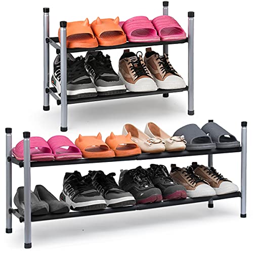 Besimli 2-Tier Expandable Shoe Rack Stackable Shoe Organizer Adjustable Metal Iron Shoe Shelf, Free Standing Storage For Closet Entryway Doorway Bedroom Footwear #TOP18