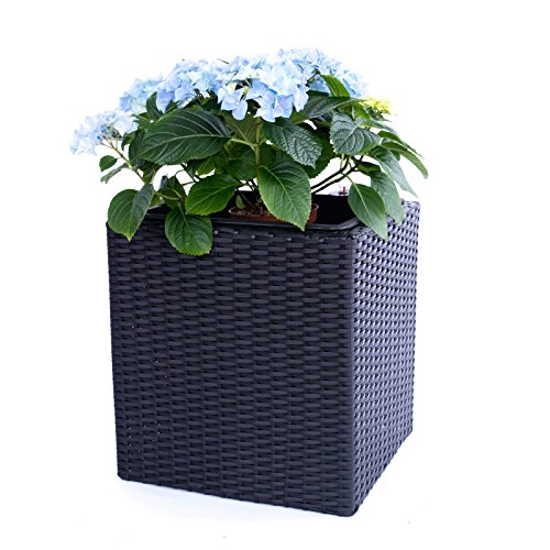 Eleganteinrichten Pflanzkübel Polyrattan quadratisch 50x50x50cm schwarz Cover