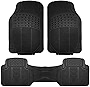Automotive Floor Mats Solid Black ClimaProof for all weather protection Universal Fit Trimmable Heavy Duty fits most Cars, SUVs, and Trucks, 3pc Full Set FH Group F11306BLACK