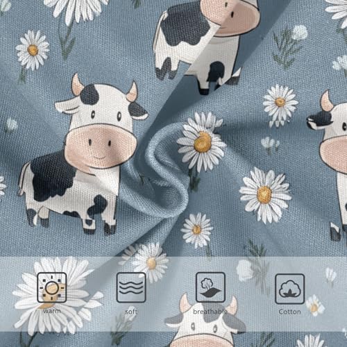 Wusikd Cute Cows Daisies Girls' Underwear Cotton Blue Girls Briefs Soft Toddler Underwear 2T3