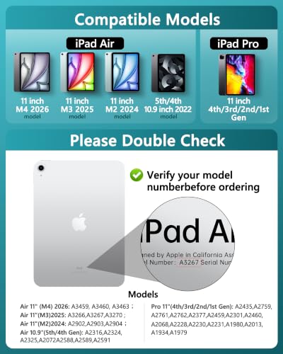 Image of Clear Keyboard Case for iPad Air 11 inch (M4 /M3 /M2, 2026 /2025 /2024) & iPad Pro 11 inch(1st /2nd /3rd /4th) & 10.9 inch iPad Air 4 /5th Gen, 7-Color Backlit Keyboard with Trackpad and 360Rotating, Blue