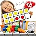 Magnetic Ten Frame Set: 4 Durable Ten-Frames + 50 Colorful Counters + 50 Math Flash Cards + 5 Dice - Addition & Subtraction - Math Manipulatives Kit for Home, Kindergarten & Elementary Teachers