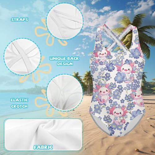 Image of Girls One Piece Swimsuits Quick Dry Beach Bathing Suit Crossback Swimwear 5-14 Years