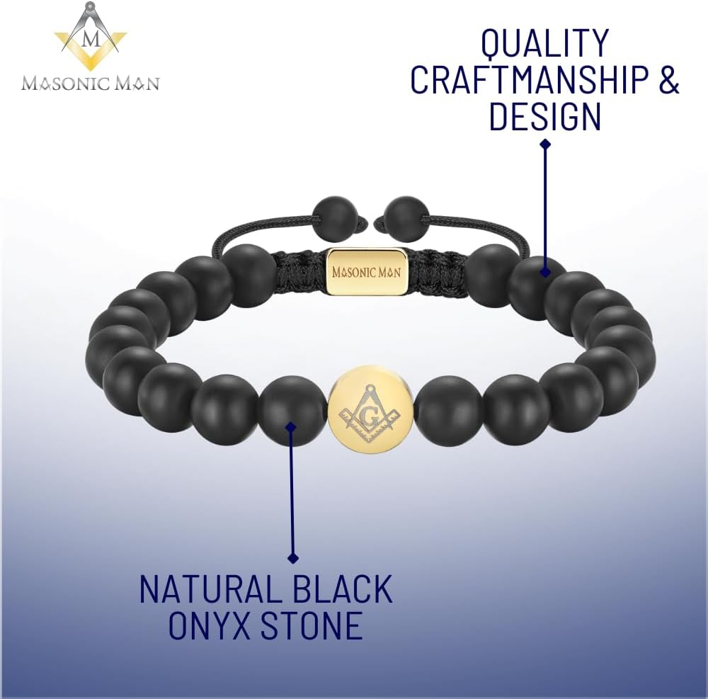MasonicMan Mens Masonic Bracelet Freemasonry Gift Mason Logo