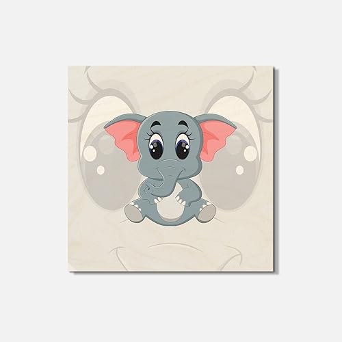 Cute Elephant Animal Square Wooden Coaster, Idea, Handmade Gifts, Wood Bottom for Tabletop Protection, Suitable for All Cups, Cool Home Decor, Size