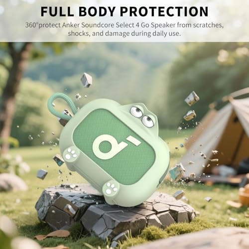 Image of for Anker Soundcore Select 4 Go Speaker Cartoon Cute Silicone Case Cover, Anti Scratch Shockproof Protective Skin Cover Compatible with Soundcore Select 4 Go Bluetooth Shower Speaker (Green)