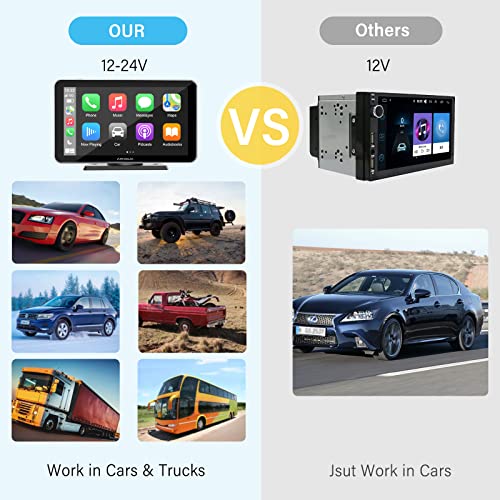 Carpuride Newest 7 Inch Portable Ips Screen Wireless Apple Carplay & Android Auto With Mirror Link, Car Radio Receiver Mp5 Player Sucker Holder & Dashboard Mounted #TOP5