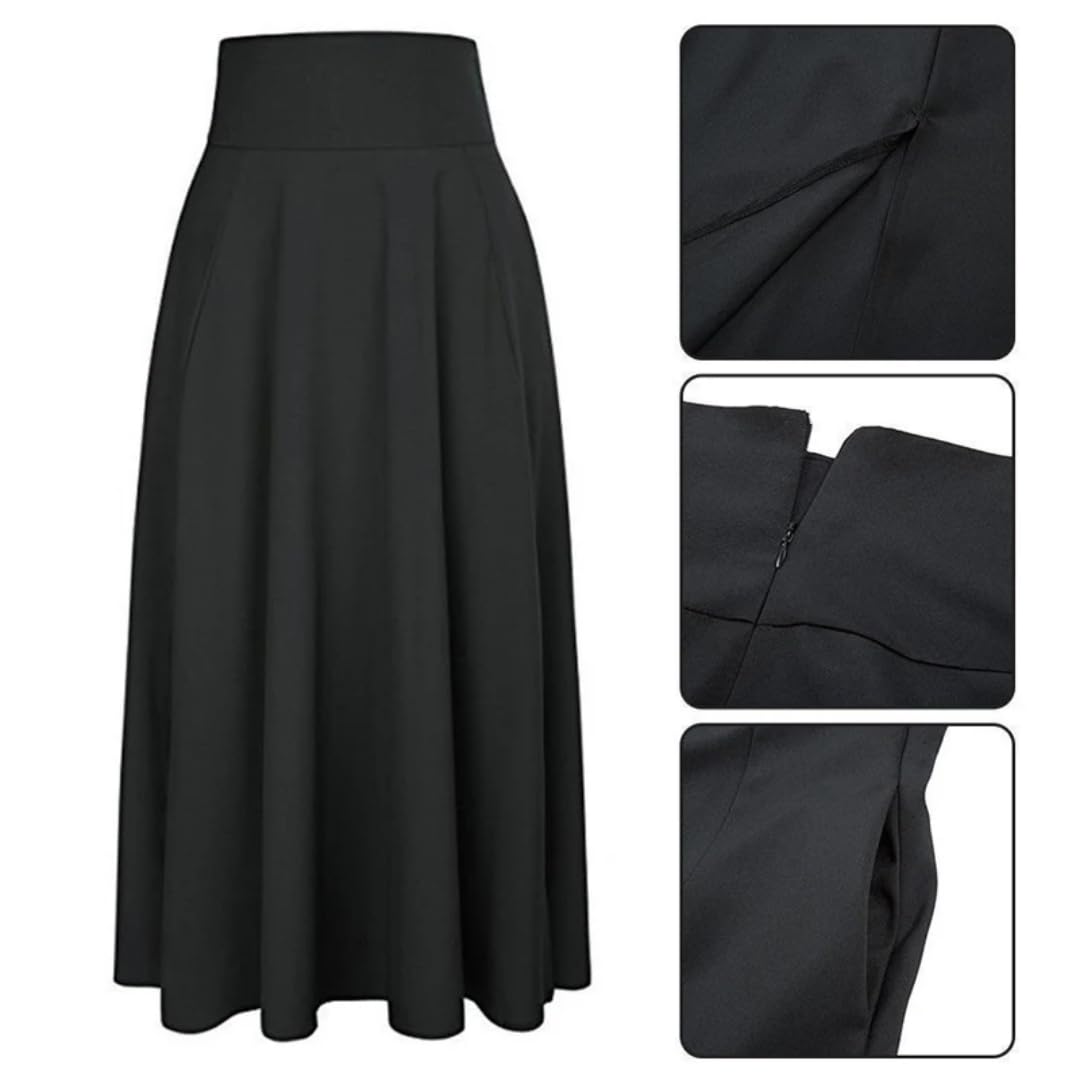 Falda Larga Plisada de Talle Alto Vestido Completo para Mujer