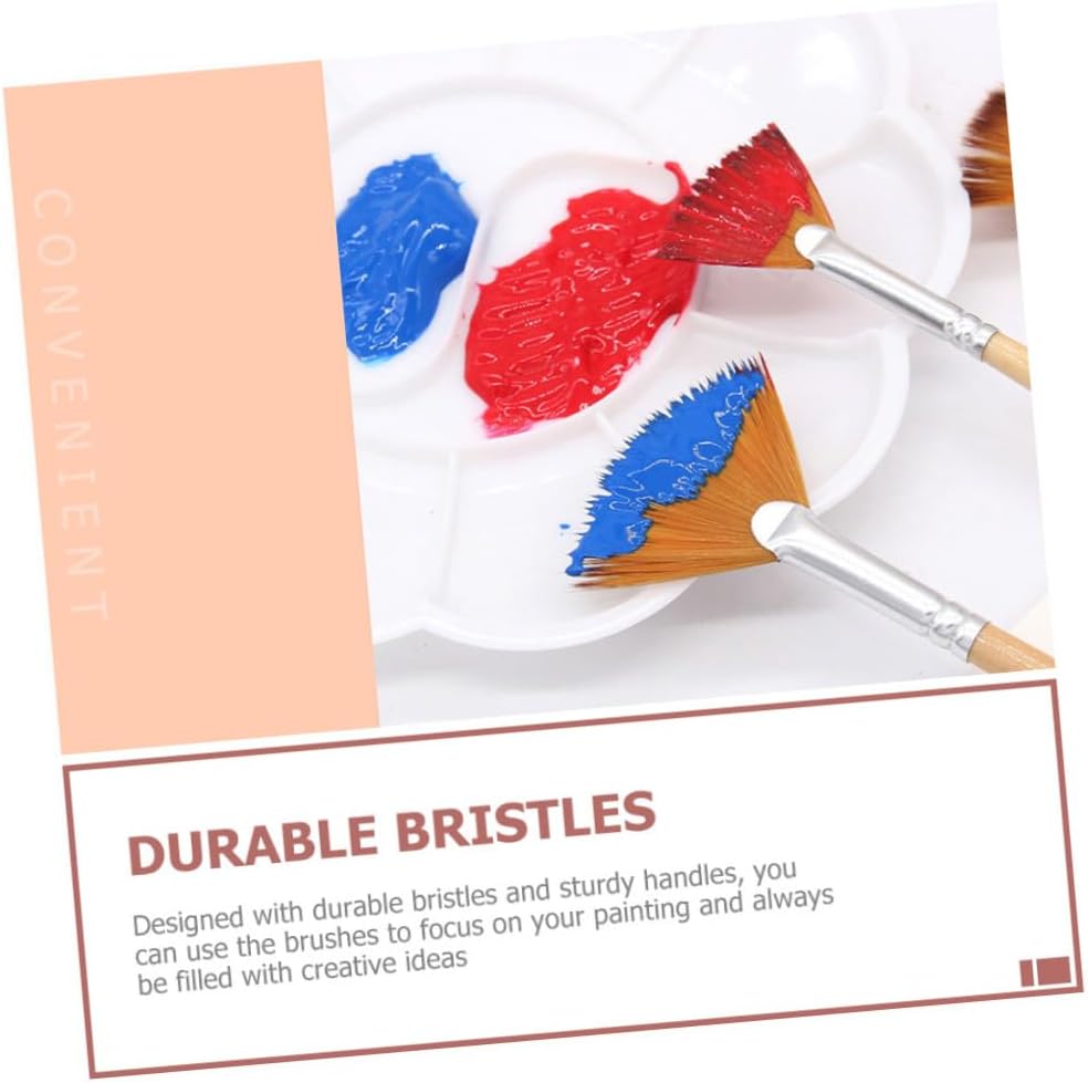 5Pcs Professional Fan Paint Brush Dual Color Hair for Watercolor Oil Painting for Fine Details Areas for Artists