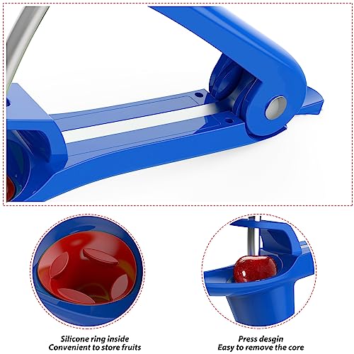 Cherry Pitter - UCMORX Stainless Steel Cherries Pitter Tool Cherries Corer Cherry Remover for Making Cherry Jam with Lock Design(Blue) — view 5