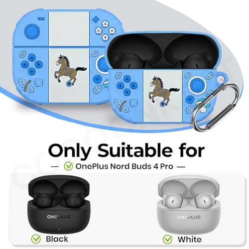 Image of Cartoon Silicone Case Cover Compatible for OnePlus Nord Buds 4 Pro (Sky Blue Horse)