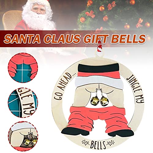 Hyuiyyeaa Heart Mirror Santa Butt Bell Ornament 2022 Funny Christmas Ornament Stained Glass Ocean Window Hangings (Black, One Size) #TOP6