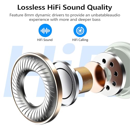 Image of kurdene Wireless Earbuds Bluetooth 5.3 Light Weight in Ear Headphones | Premium Sound Bass Ear buds with Charging Case,Touch Control,Built in Mics Headset,Clear Calls for Sports Workout Light Blue