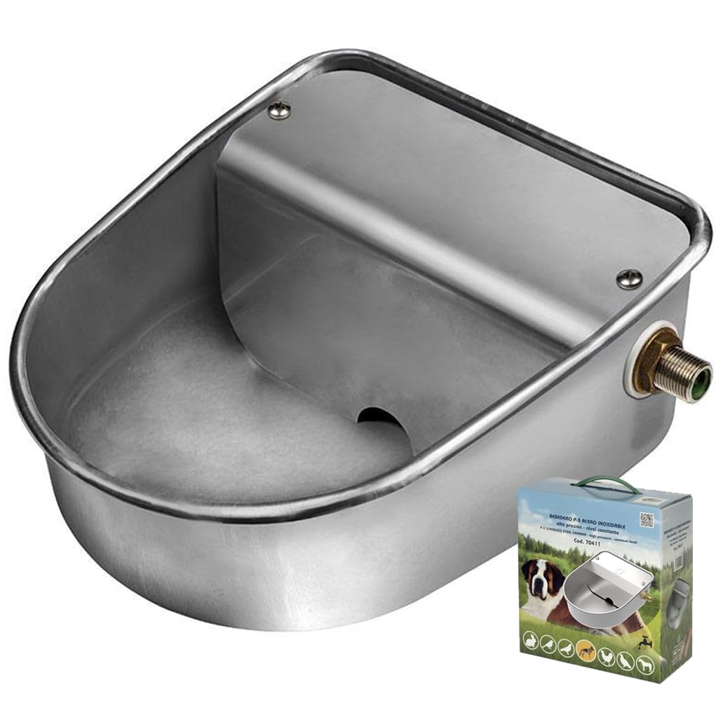 Bebedero Perro Automatico | Bebedero para Perro Grande | Bebedor de Agua para Perros 20x24x10cm | Bebederos Perros Acero Inoxidable Pared | Dispensador de Agua Pared Automatico para Ganado Oveja Gato