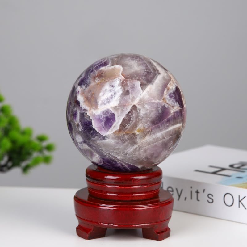 Boule de cristal violette avec socle en verre de qualité supérieure