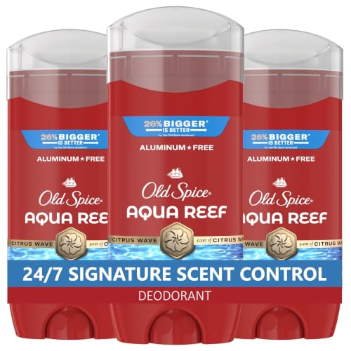 Image of Old Spice Aluminum Free Deodorant for Men, 24 /7 Odor Protection, 24 /7 Freshness & Lasting Scent, Aqua Reef with Cypress Scent, 3.8 oz (Pack of 3)