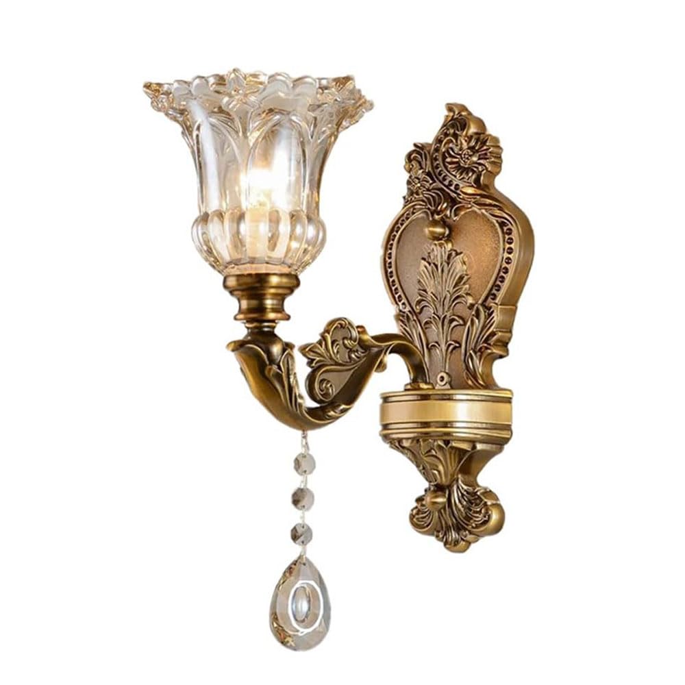 MEGHALI Vintage Crystal Glass Wall Lamp Industrial Wall Sconce Indoor Decorative Wall Light Fixtures For Corridor Bedside Hallway Bedroom Living Room