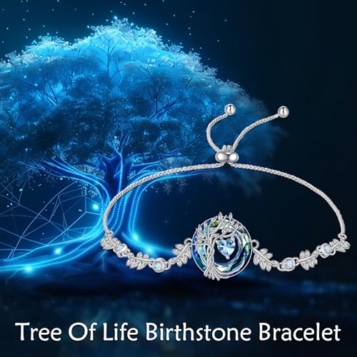 Bijou arbre de vie : bracelet argent sterling et pierre de naissance