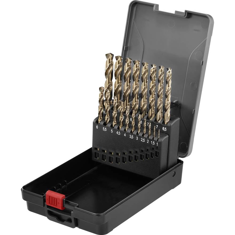 TOOLCRAFT TO-9913155 HSSE-Co 5 Jeu de forets pour le métal 19 pièces DIN 338 tige cylindrique 1 set
