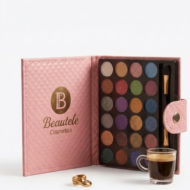 BEAUTELE All-in-One Makeup Kit - 32 Color Professional Palette: 20 Shimmer & Matte Eyeshadows, 6 Face Blushes/Highlighters, 6 Cream Lipsticks - Travel Friendly Cosmetic Set with Dual-Ended Brush