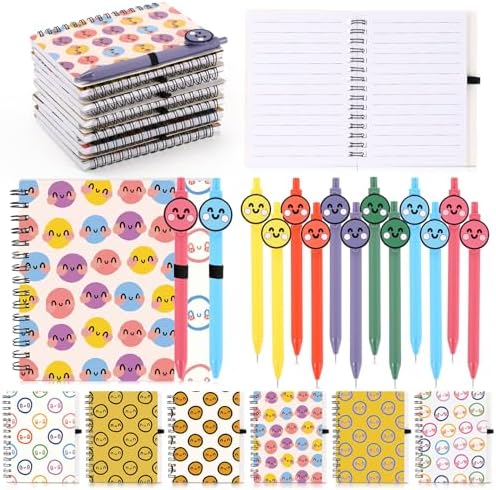24 Pcs Christmas Smile Spiral Notebooks Pens Gifts Bulk Boss Day ...