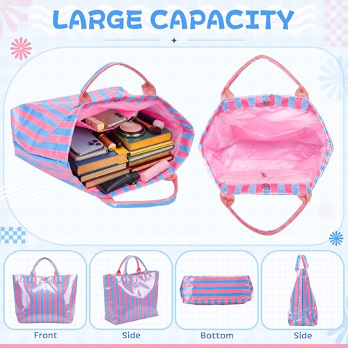 Bolso Tote Rayado Hsei PVC Grande Impermeable Ligero miniatura 6