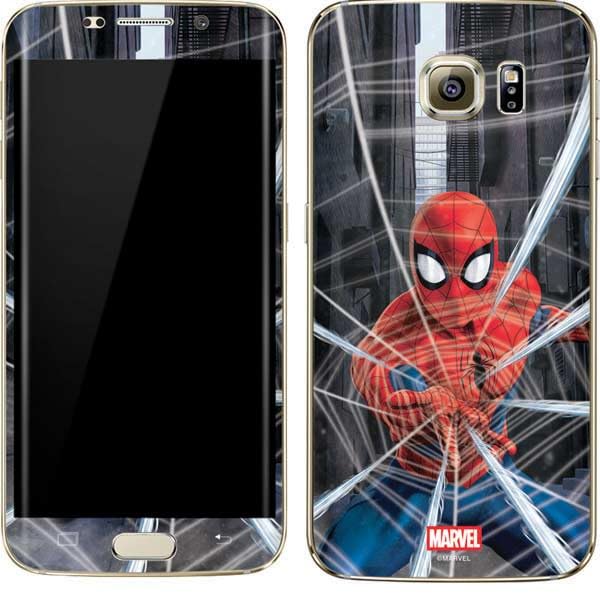 Skinit Decal Phone Skin Compatible with Galaxy S7 Edge - Officially Licensed Marvel Spiderman Web Throw Design