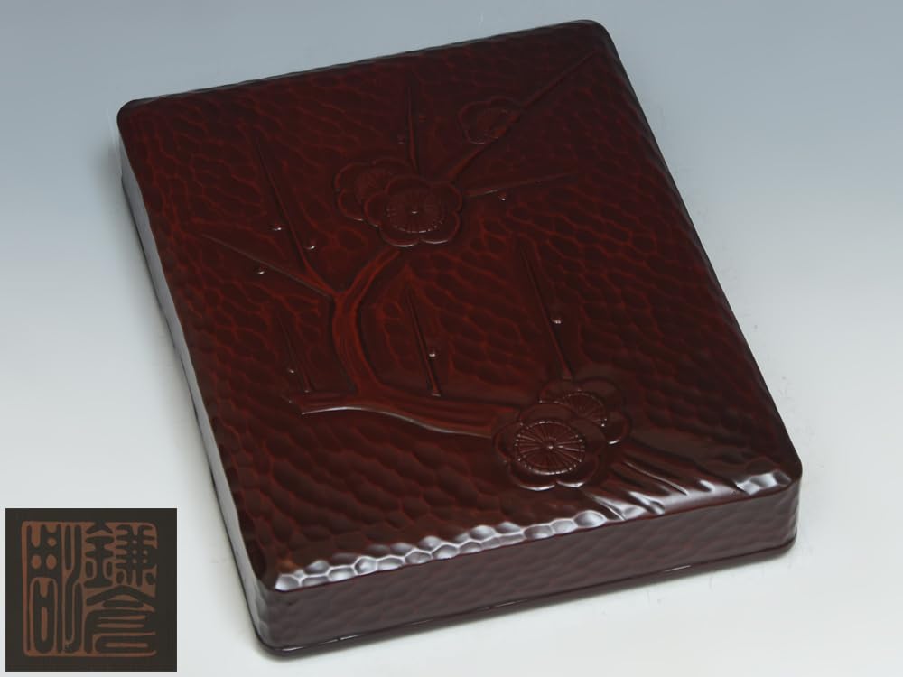 八勝堂 梅満開模様 鎌倉彫 文箱 硯箱 木製漆器 70s 80s Amazon.co.jp: