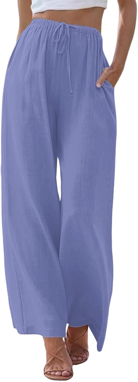 Damen Freizeithose Mit Gummibund - Gerade Beine & Seitentaschen