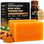 Kojic Acid Soap + African Net Sponge (2 pack X 142g Turmeric bars) Dark spot remover, Hyperpigmentation & Scars - Original Japanese Complex Vitamin C, Hyaluronic Acid, retinol, shea butter (Citrus)
