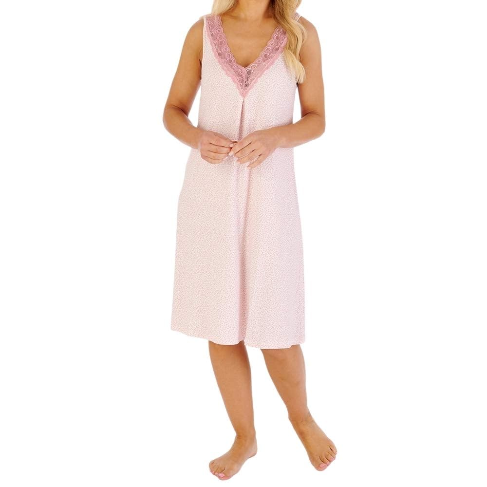 Slenderella Ladies Gaspe Supersoft Sleeveless Nightdress GL07701 Pink Print Small