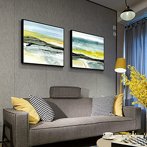 Art mural moderne abstrait scandinave lot de 2 toiles dorées 40x40cm salon