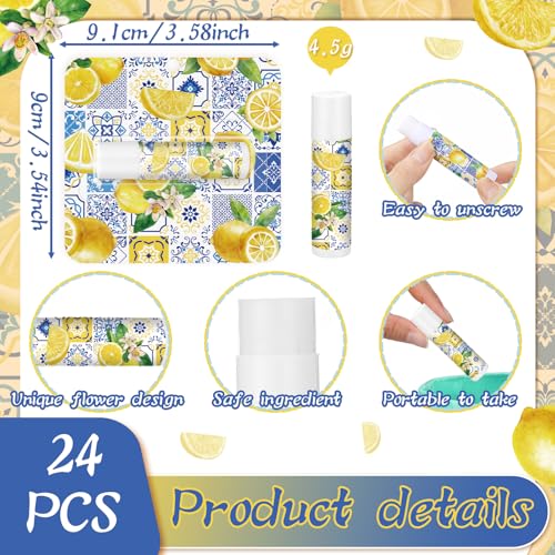 Image of 24 Pcs Italian Lemon Lip Balm Bulk Summer Lemon Party Favors Gifts