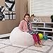 EMMA + OLIVER Small White Furry Bean Bag Chair for Kids and Teens