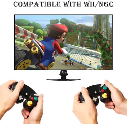 Image of Reiso Gamecube Controller, 2 Pack NGC Classic Wired Controller for Wii Game cube Console (Clear Purple and Clear White)