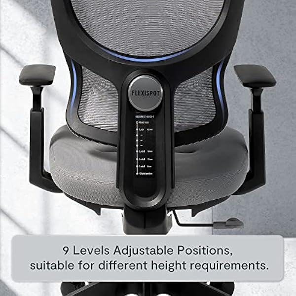 FLEXISPOT Kontorsstol ergonomisk uppgift ryggstöd stol kompakt 120° låsning 360° rotation sätesyta andningsbart material (grå)