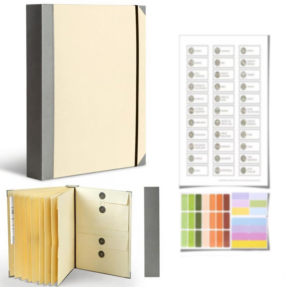 The Life Book - Raccoglitore per documenti importanti, in caso di smarrimento, raccoglitore per documenti, libri di vita, per conservare documenti, certificati (beige)