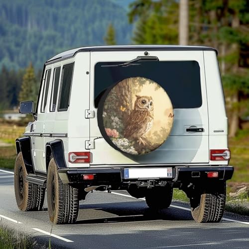 Image of Pensura Spare Tire Cover Elastic Cute Owl Print Tire Covers Protectors, Easy to Install, Fit for Jeep Wrangler RV SUV Truck Travel Trailer, Wear-Resistant & Weatherproof