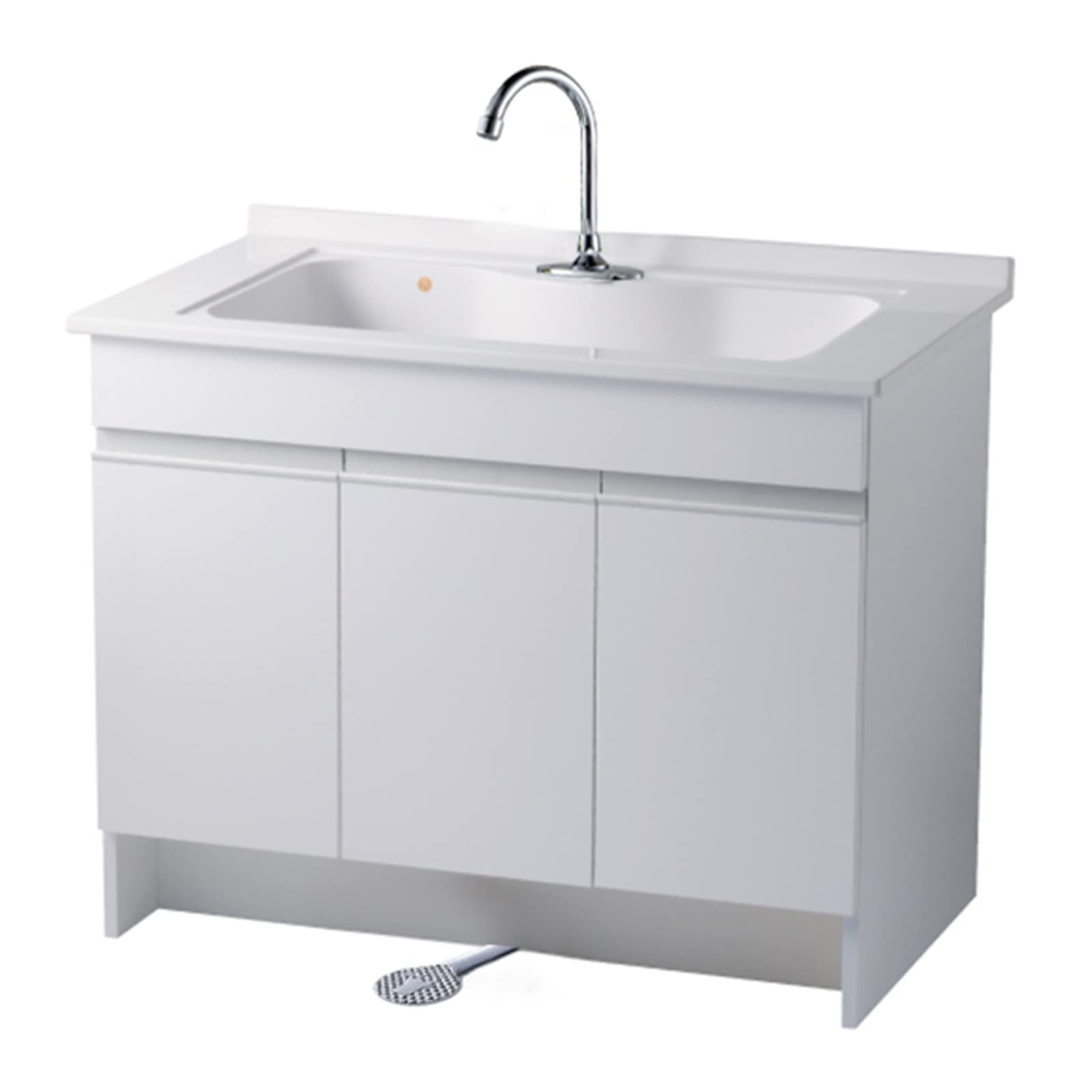 Grifo De Pedal Manos Libres, Grifo De Agua Fría De Cobre Tipo Pedal G1/2In, con Válvula De Pie/Salida/Manguera Flexible De 1,5 M/Tornillo, para Hospitales Domésticos, Fábricas