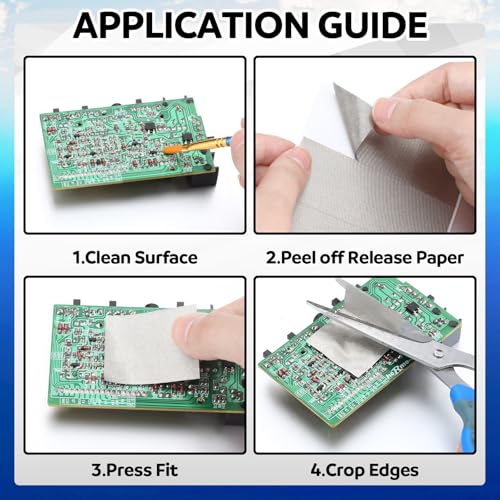 Image of Pangda 200 Pcs Copper Fabric Strips with Conductive Adhesive 1.18 Inch x 1.5 Inch for Electrical Connection Grounding EMI Shielding Wire Harness Display Repair Cable Interference Blocking