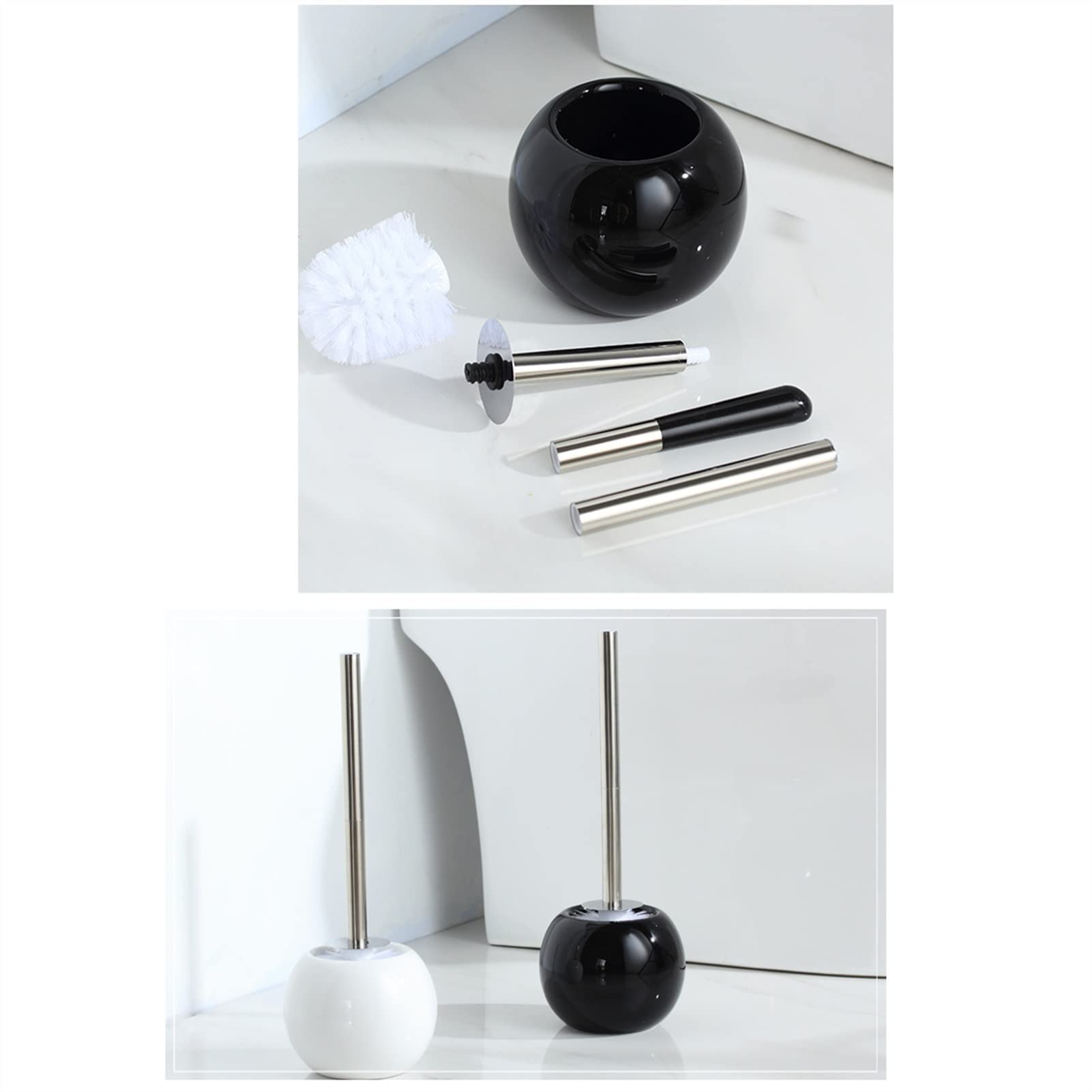 Keramik Toilettenbürste Set mit Halter Badezimmer Reinigungsset Schwarz und Weiß Toilettenbürste und Pinzette für effektive Badhygiene und Reinigungsbedarf