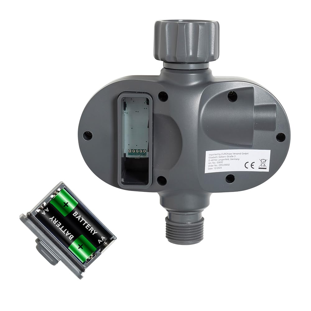 Elektronischer Bewässerungstimer – Spritzwassergeschützt, einfache Bedienung, Flexible Intervalle für die Gartenbewässerung - Wasseruhr/Zeitschaltuhr