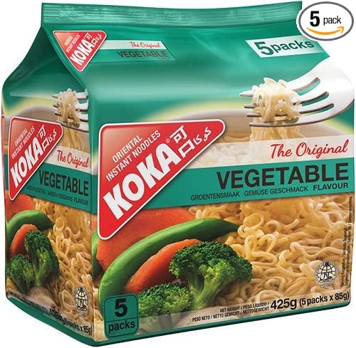 KOKA Orienta Instant Noodles The Original Vegetable Flavour(Pack of 5 x 85g ) with Flavouring Oil