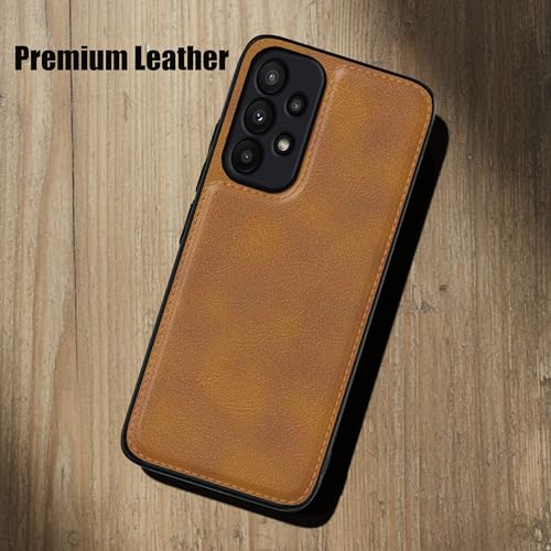 Image of Leather Case for Samsung Galaxy A33 Premium Protective Stylish Slim Cover with Shockproof Raised Edges Brown