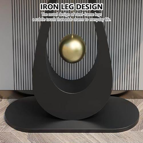 Mesa de entrada de piedra sinterizada de lujo y consola de metal salon 7